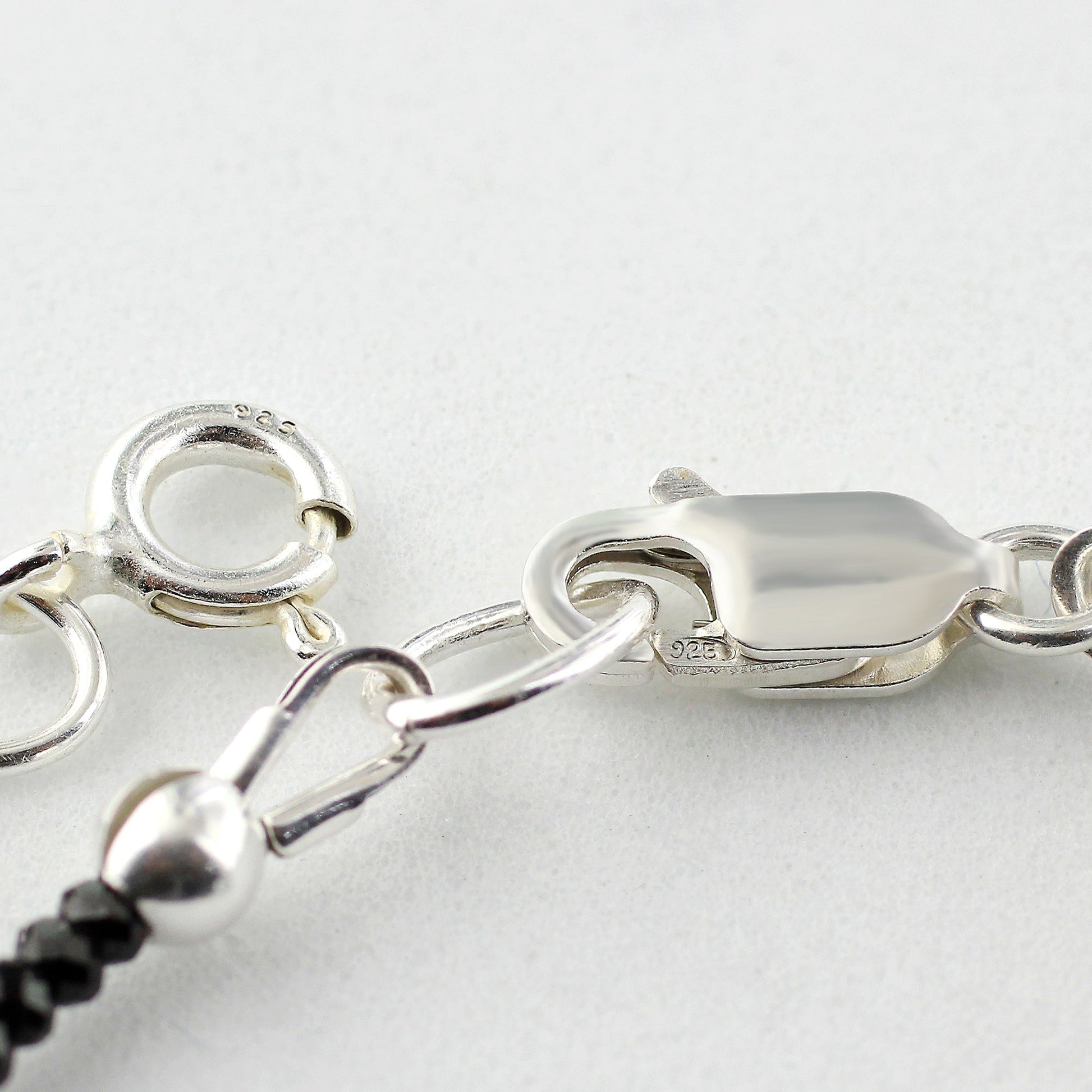 Natural Black Spinel Beads 925 Silver Clasp Gemstone Bracelets - Gem Avenue