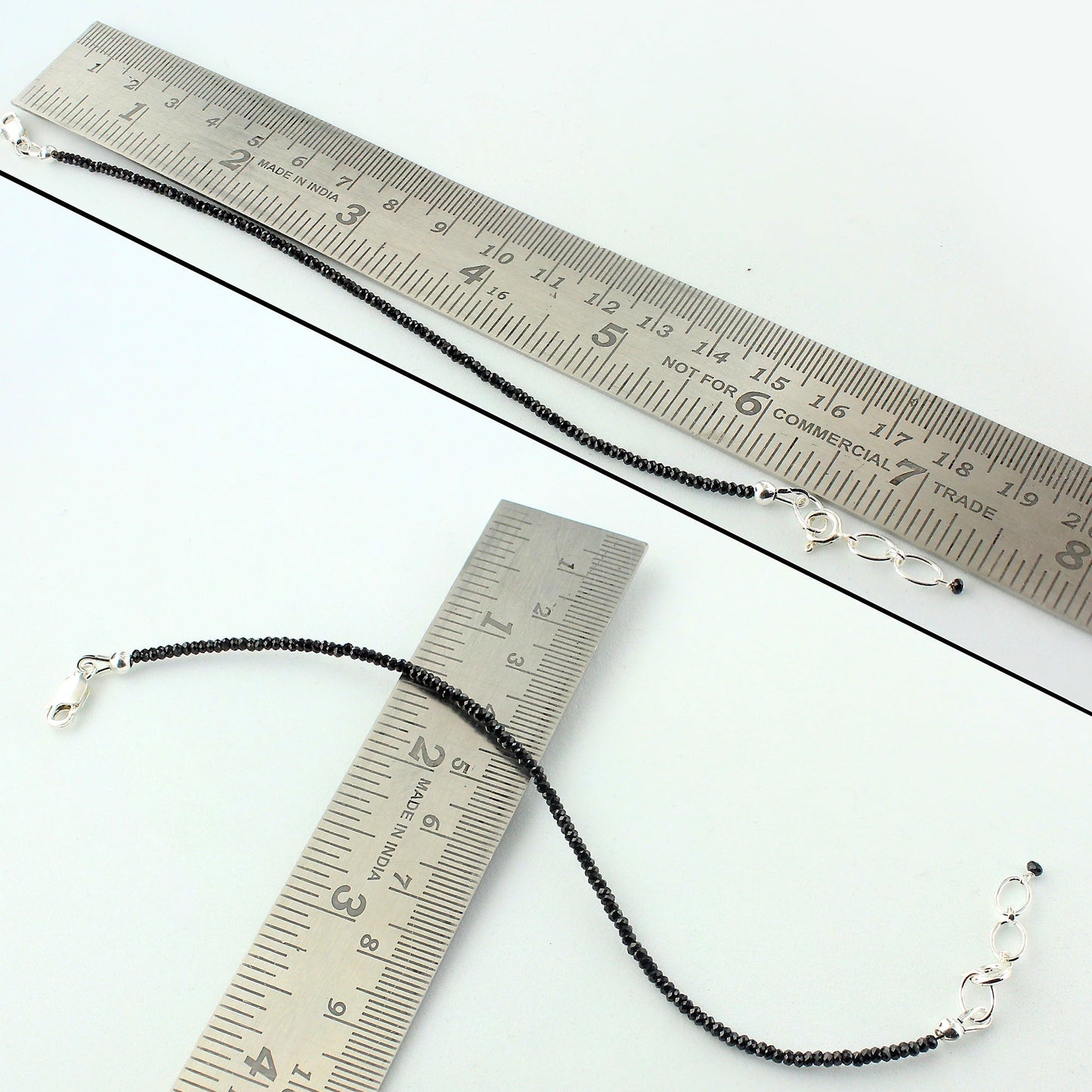 Natural Black Spinel Beads 925 Silver Clasp Gemstone Bracelets - Gem Avenue