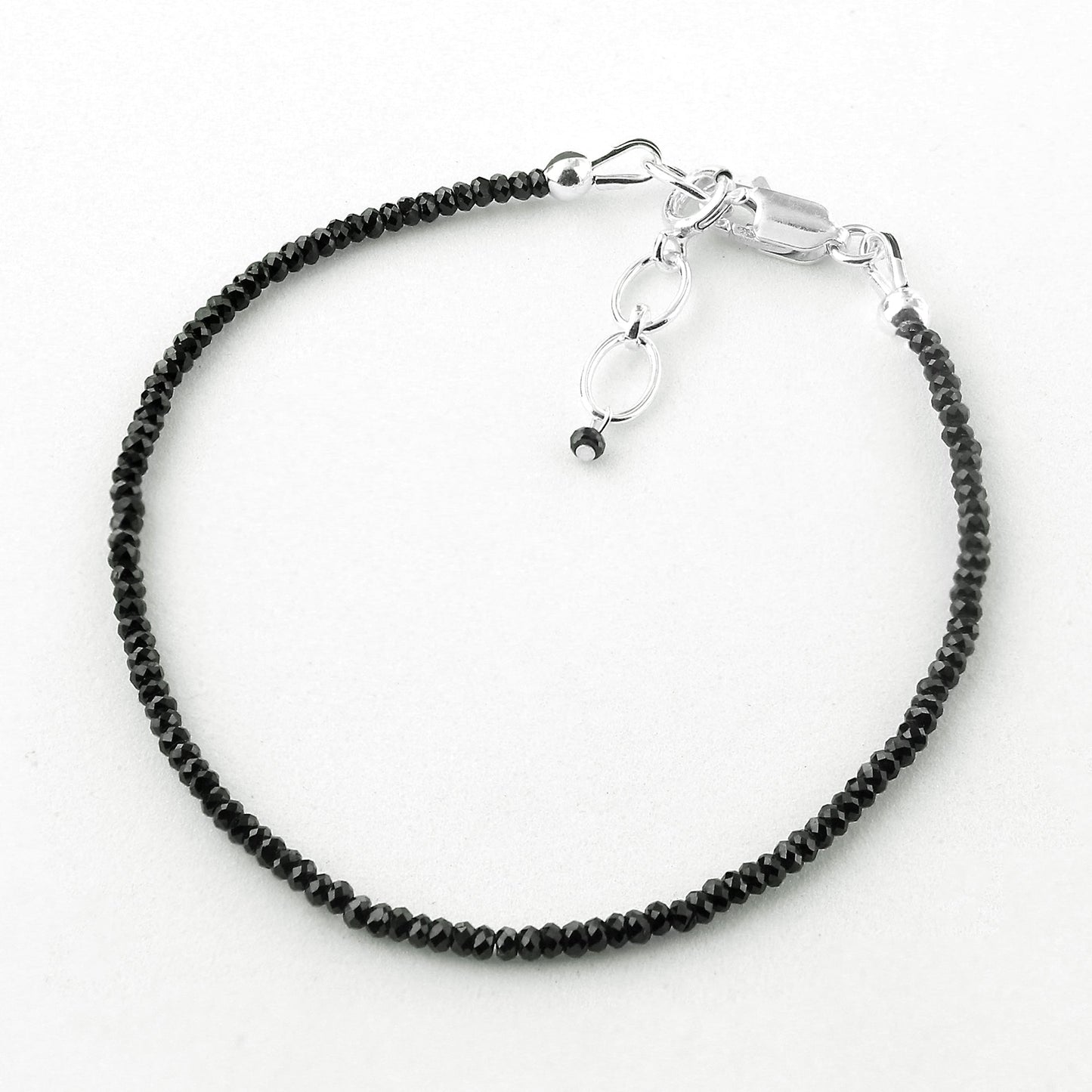Natural Black Spinel Beads 925 Silver Clasp Gemstone Bracelets - Gem Avenue
