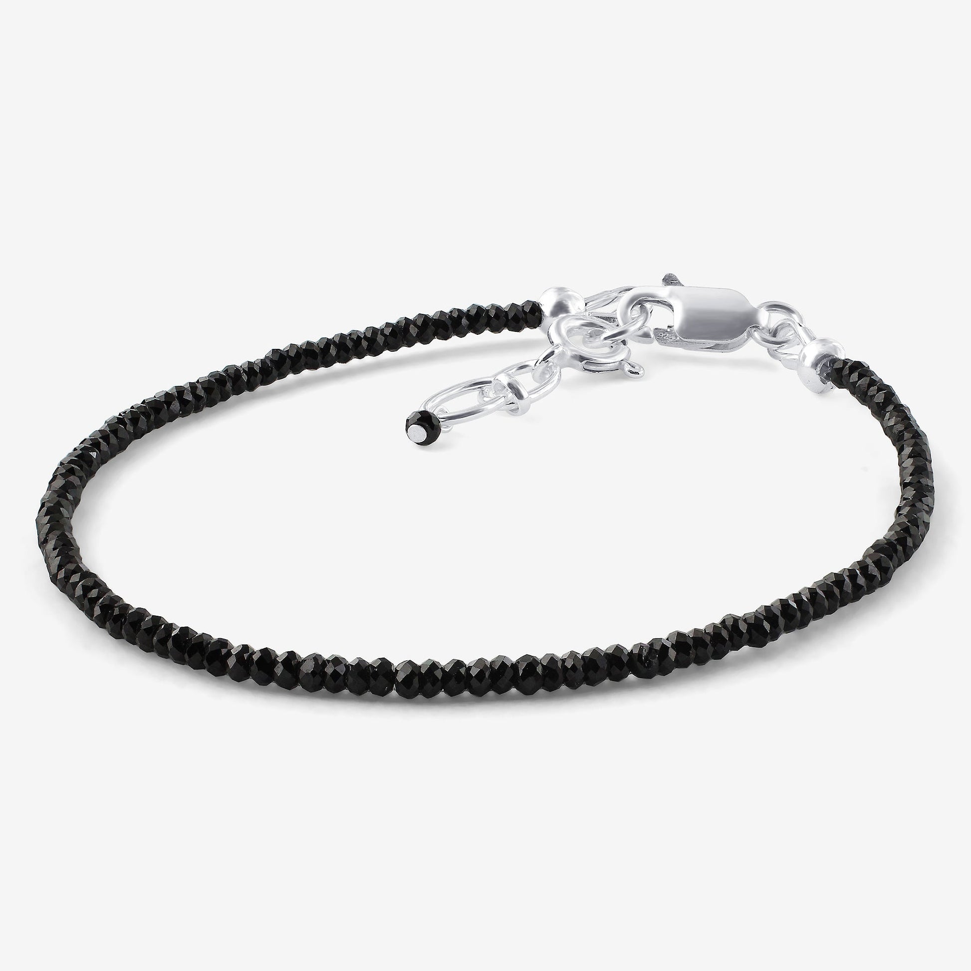 Natural Black Spinel Beads 925 Silver Clasp Gemstone Bracelets - Gem Avenue