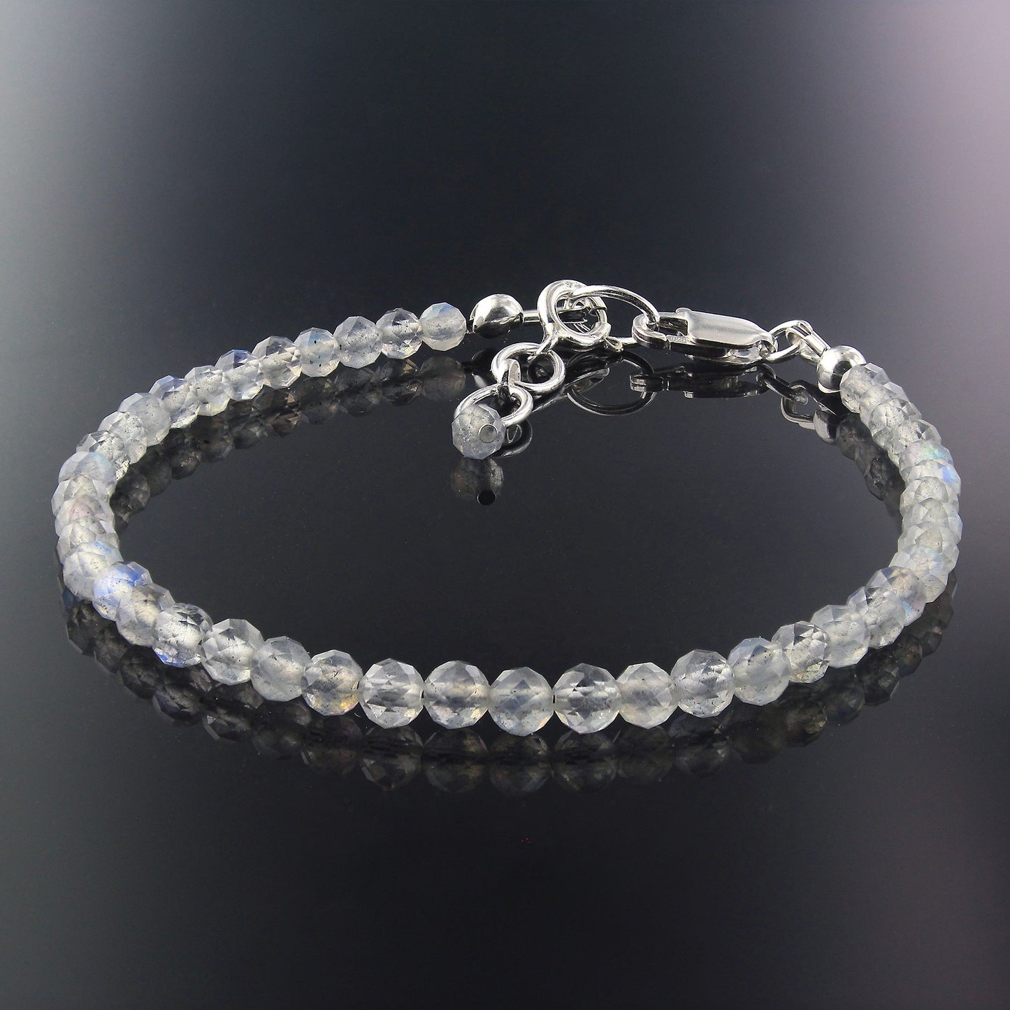 Natural Labradorite Beads 925 Silver Clasp Gemstone Bracelets - Gem Avenue