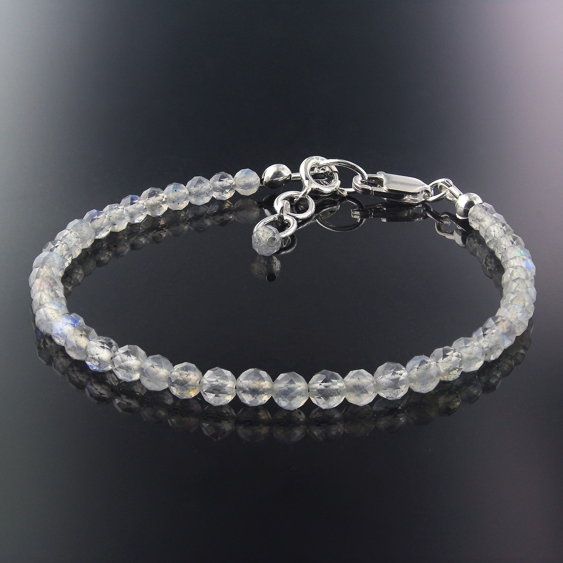 Natural Labradorite Beads 925 Silver Clasp Gemstone Bracelets - Gem Avenue