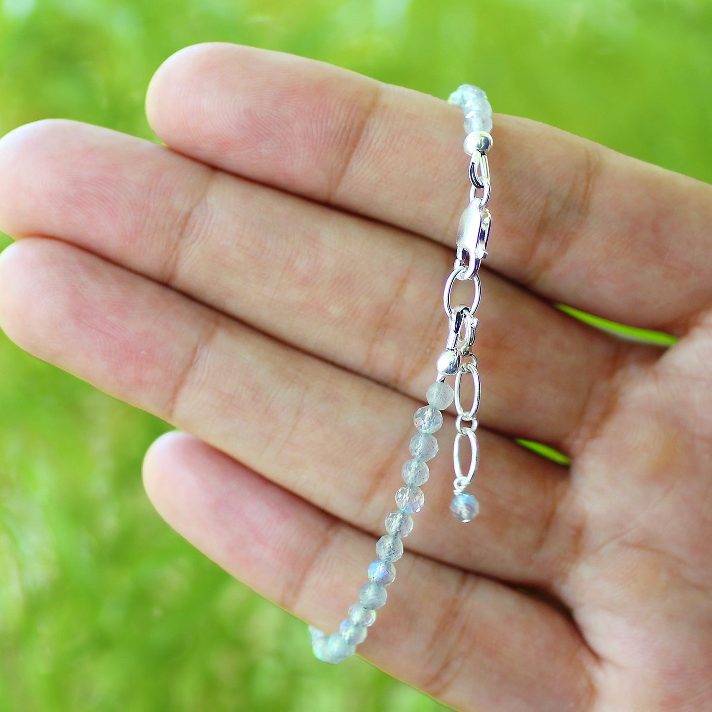 Natural Labradorite Beads 925 Silver Clasp Gemstone Bracelets - Gem Avenue