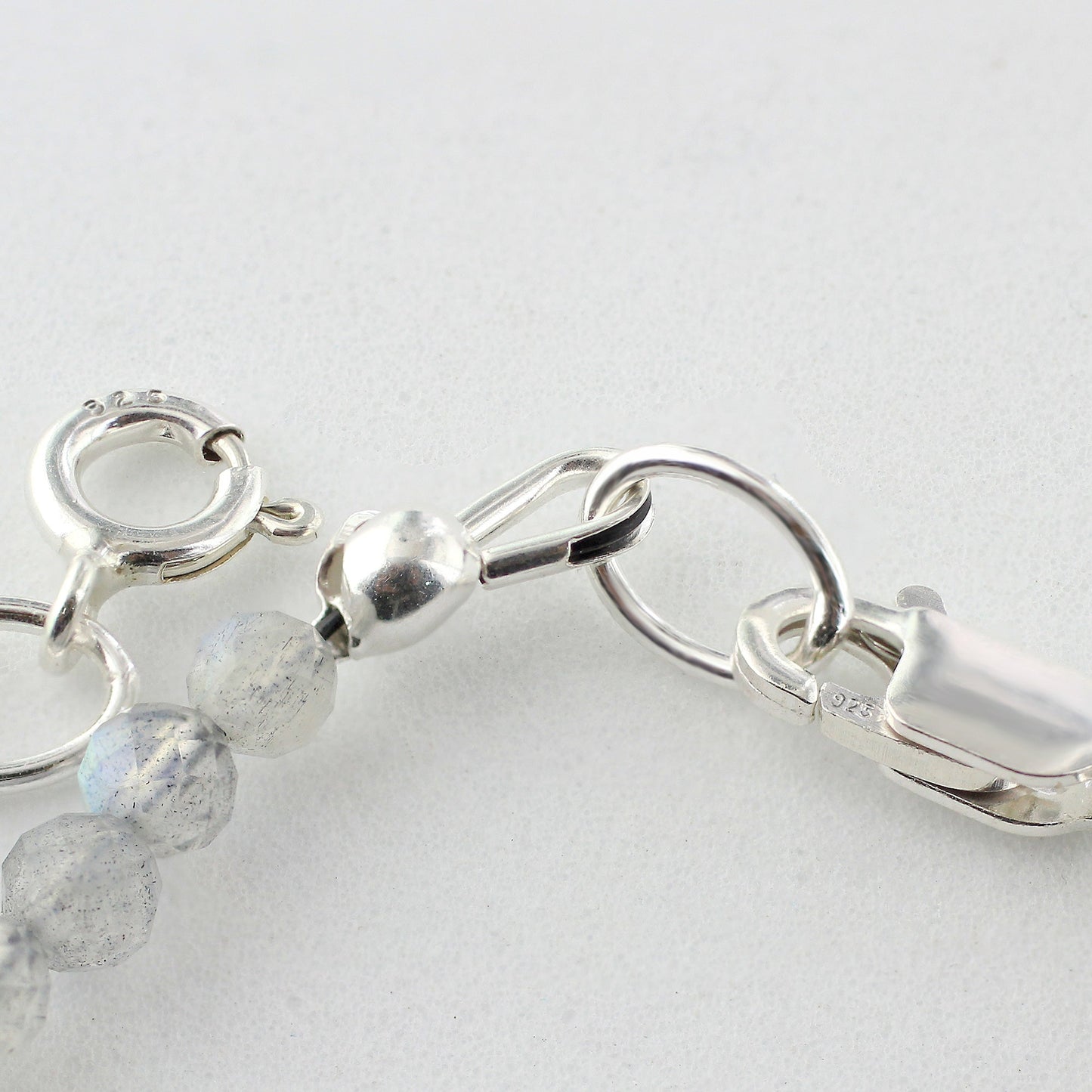 Natural Labradorite Beads 925 Silver Clasp Gemstone Bracelets - Gem Avenue