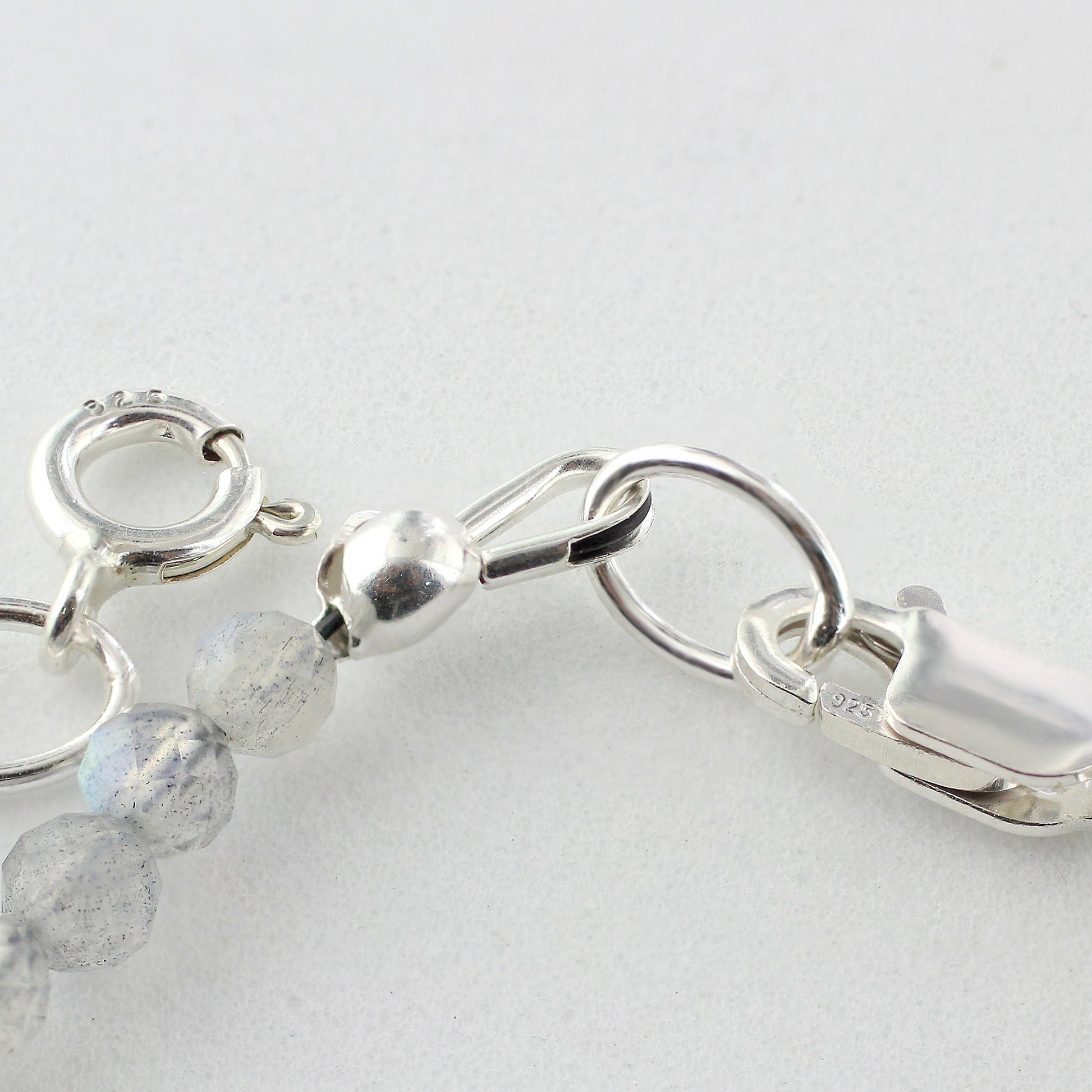 Natural Labradorite Beads 925 Silver Clasp Gemstone Bracelets - Gem Avenue