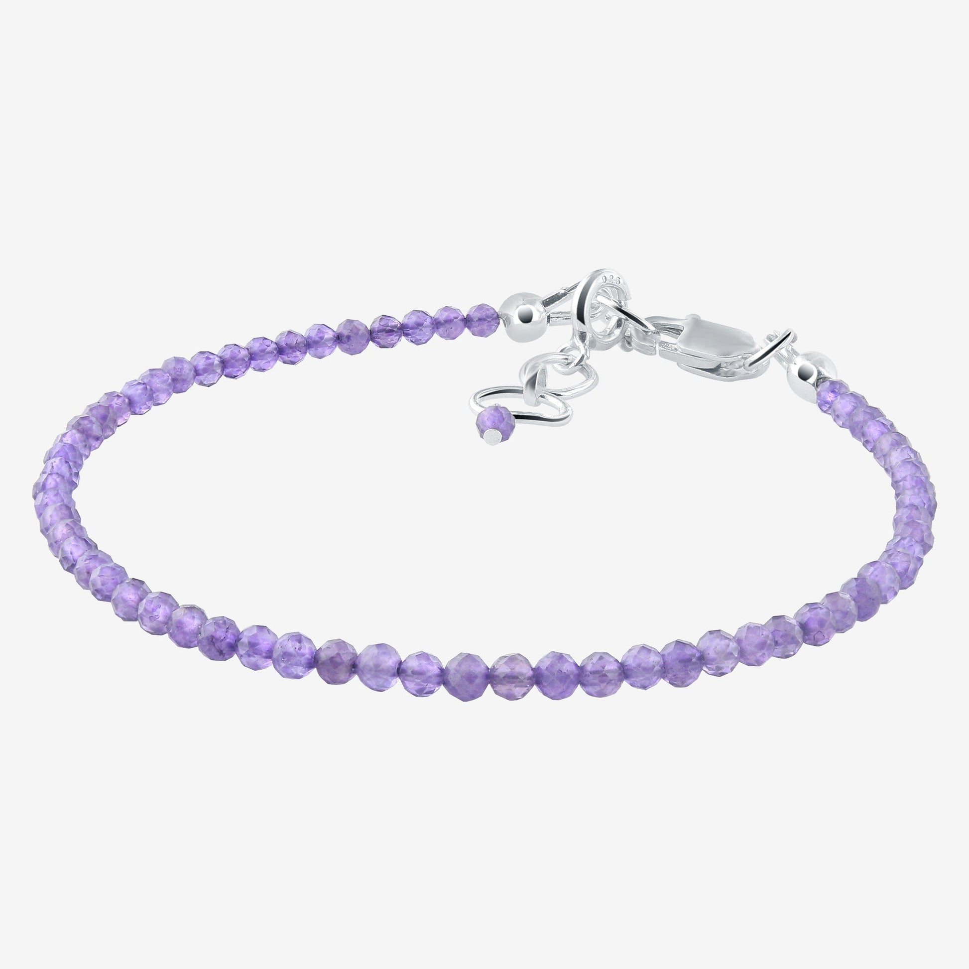Natural Amethyst  Beads 925 Sterling Silver Clasp Gemstone Bracelets - Gem Avenue