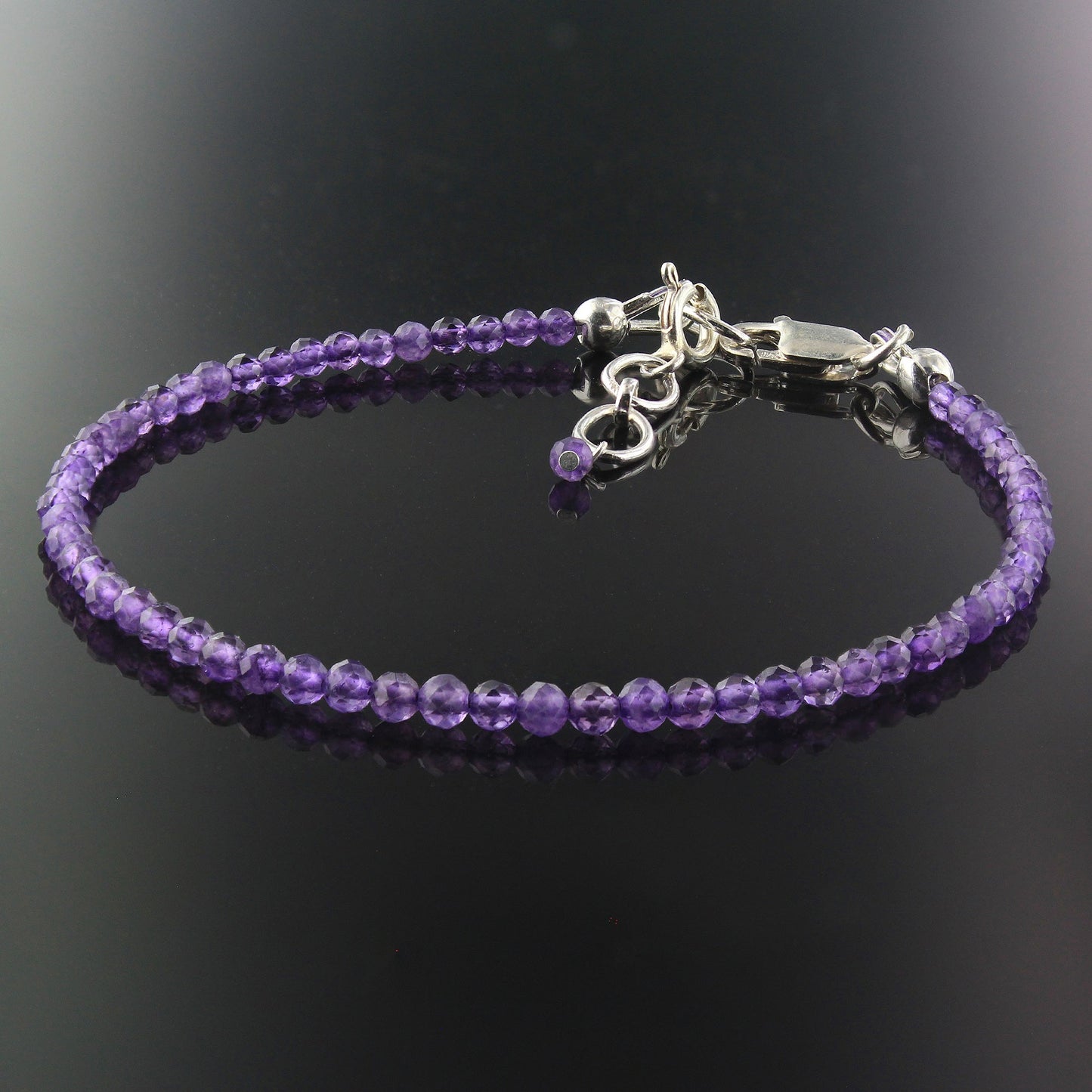 Natural Amethyst  Beads 925 Sterling Silver Clasp Gemstone Bracelets - Gem Avenue