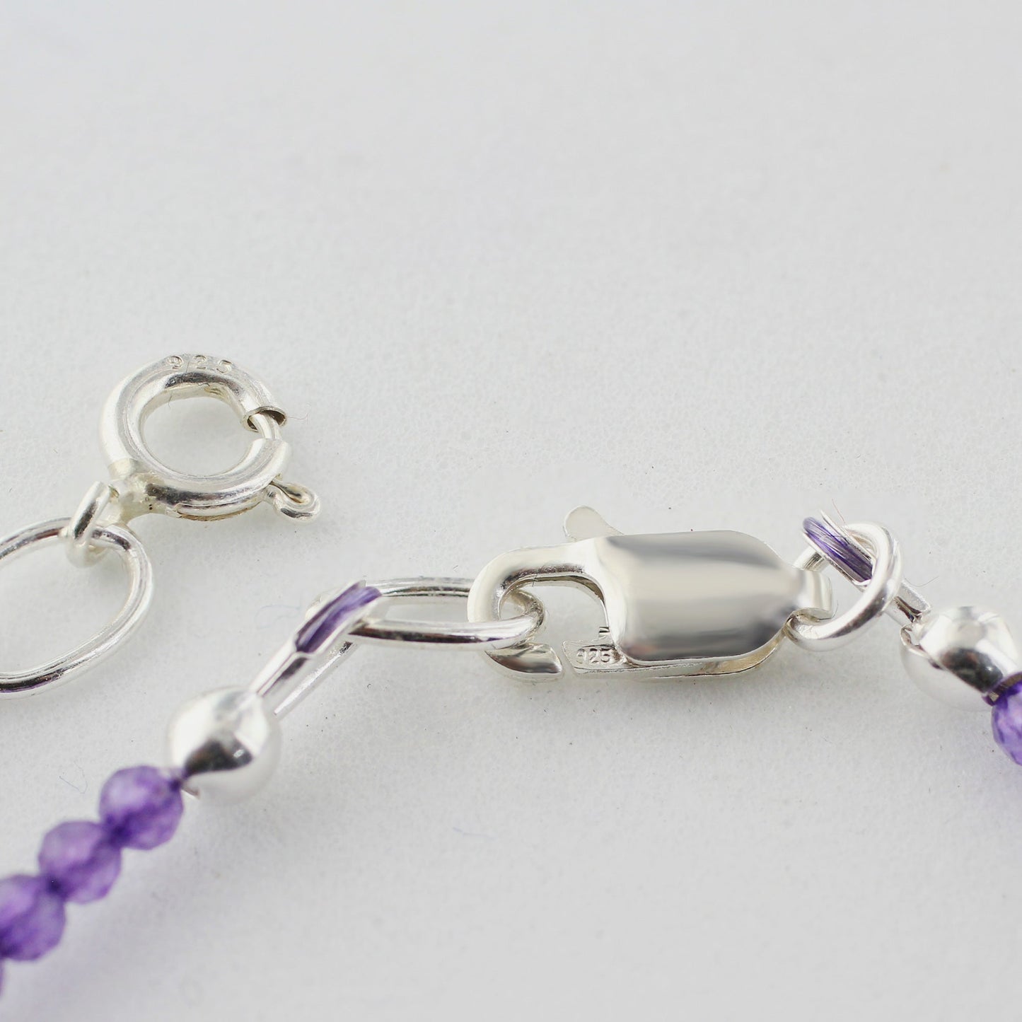 Natural Amethyst  Beads 925 Sterling Silver Clasp Gemstone Bracelets - Gem Avenue