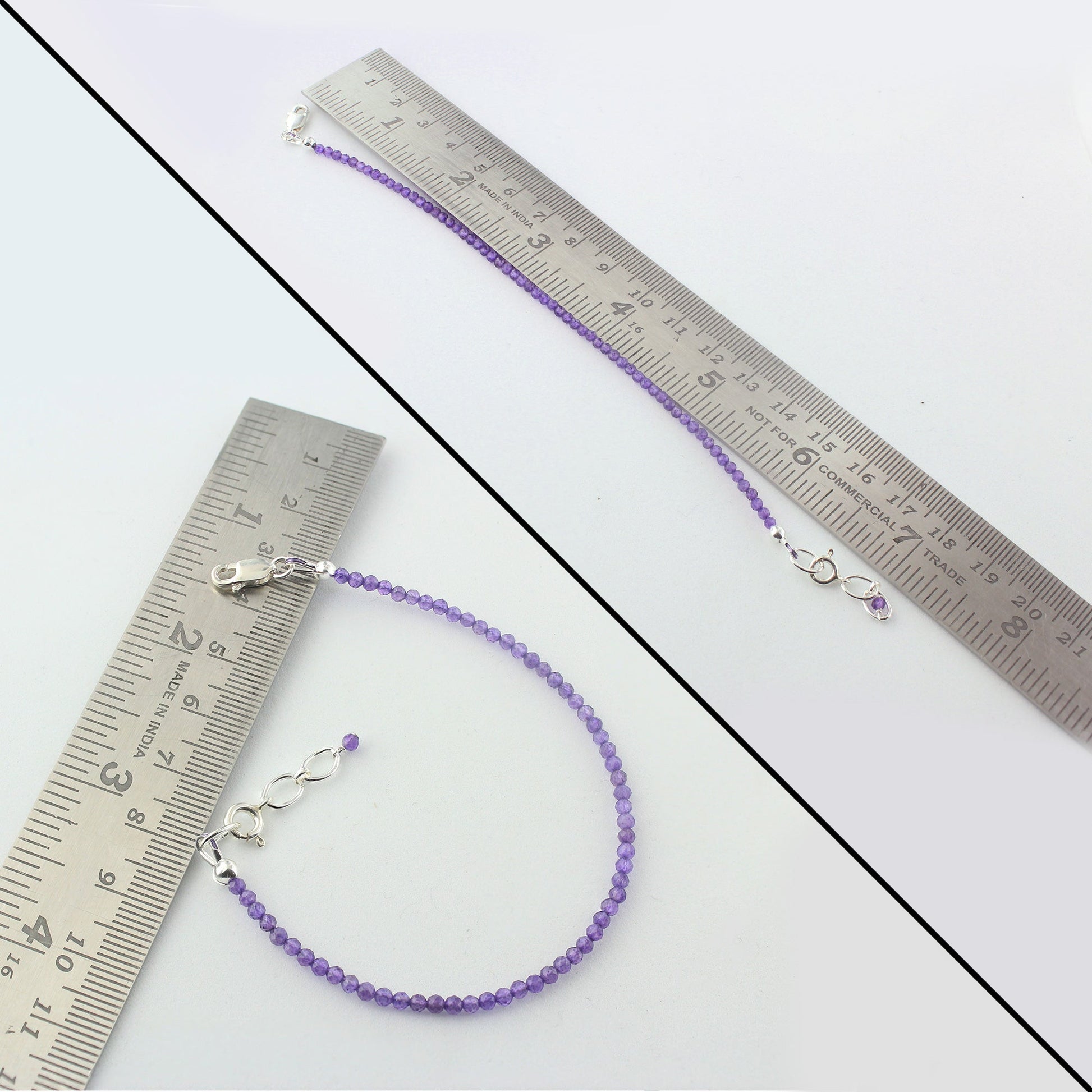 Natural Amethyst  Beads 925 Sterling Silver Clasp Gemstone Bracelets - Gem Avenue