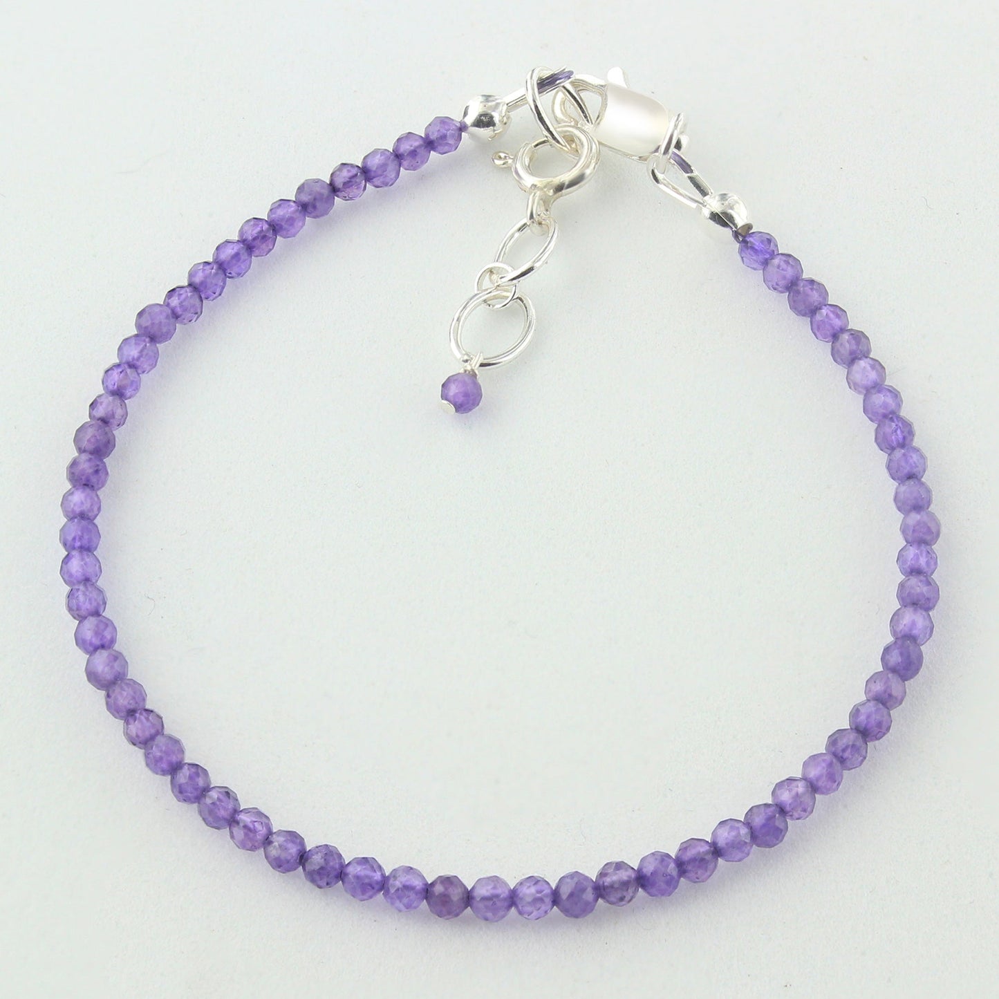 Natural Amethyst  Beads 925 Sterling Silver Clasp Gemstone Bracelets - Gem Avenue
