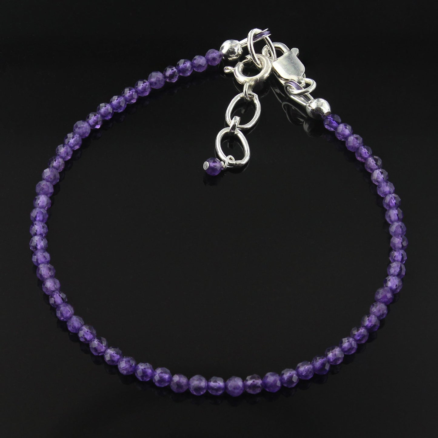Natural Amethyst  Beads 925 Sterling Silver Clasp Gemstone Bracelets - Gem Avenue