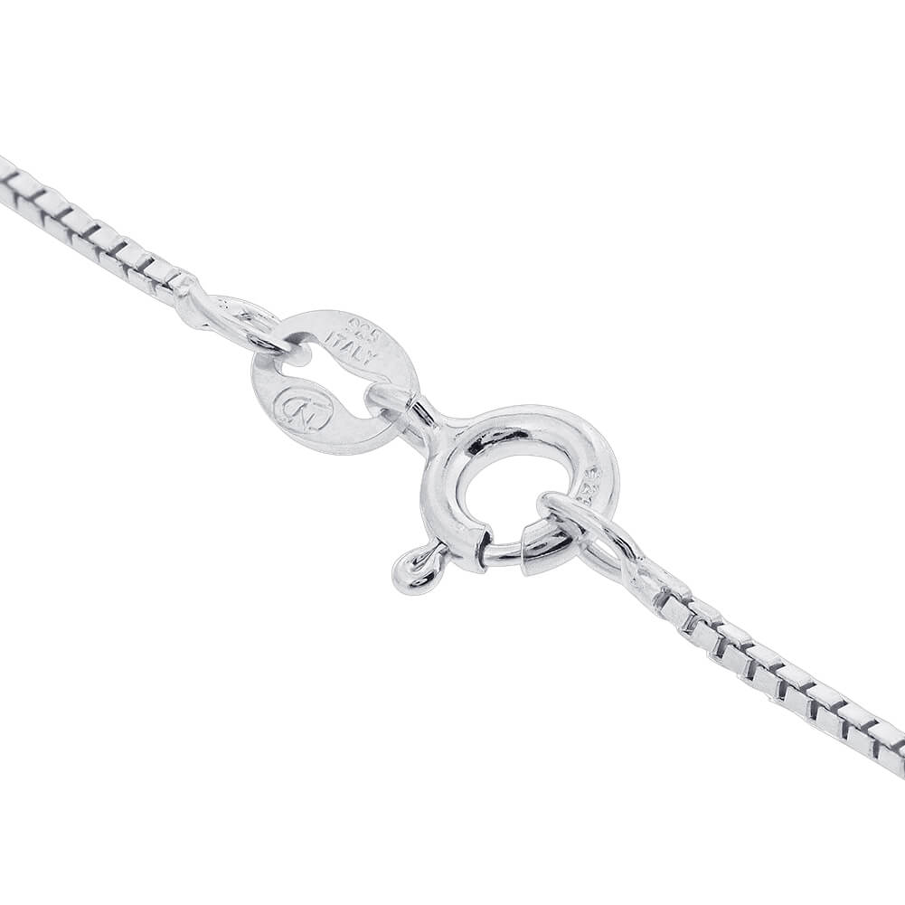 Italian 925 Sterling Silver Rhoidum Plated Box Chain Necklace - Gem Avenue