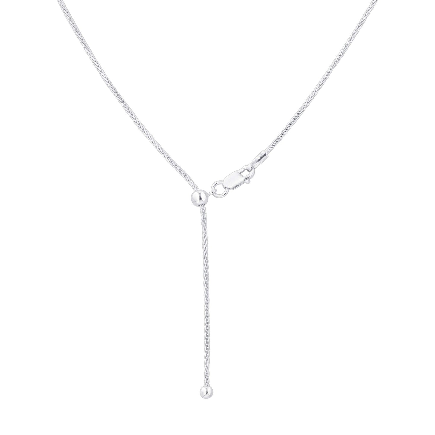 925 Sterling Silver Spiga Wheat Rhoidum Plated 24 inch Chain Necklace - Gem Avenue