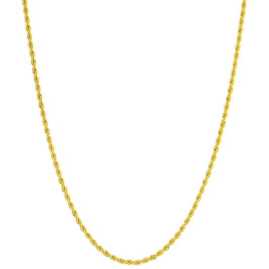 Gold Plated Stainless Steel 2.3mm Diamond-cut Rope Chain Necklace