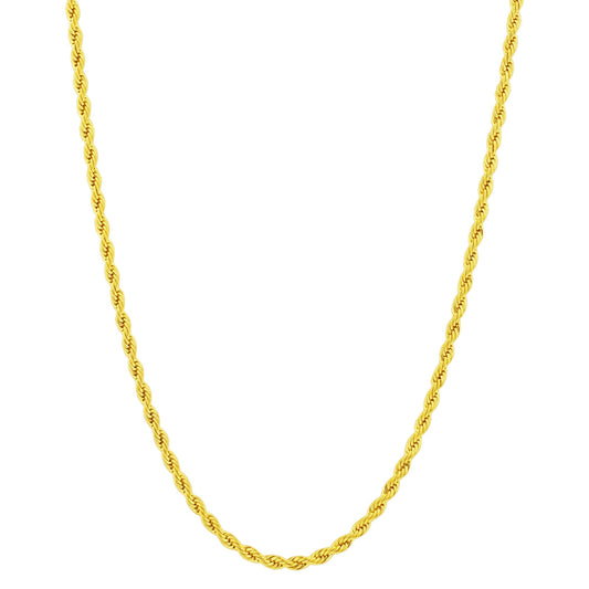 Gold Plated Stainless Steel Diamond-cut Rope Chain Necklace - Gem Avenue