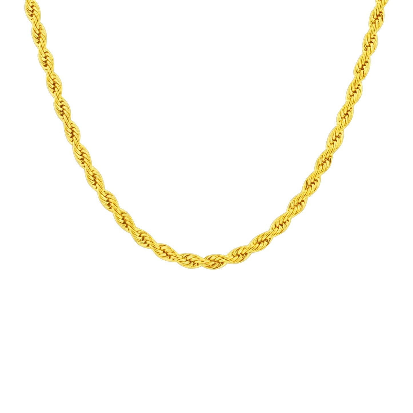 Gold Plated Stainless Steel Diamond-cut Rope Chain Necklace - Gem Avenue