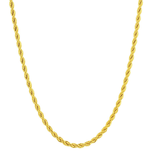Stainless Steel Gold Plated 4mm Diamond-cut Rope Chain Necklace