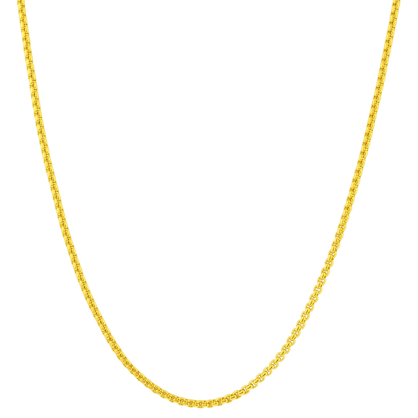 Gold Plated Stainless Steel 2mm Rolo Box Chain Necklace
