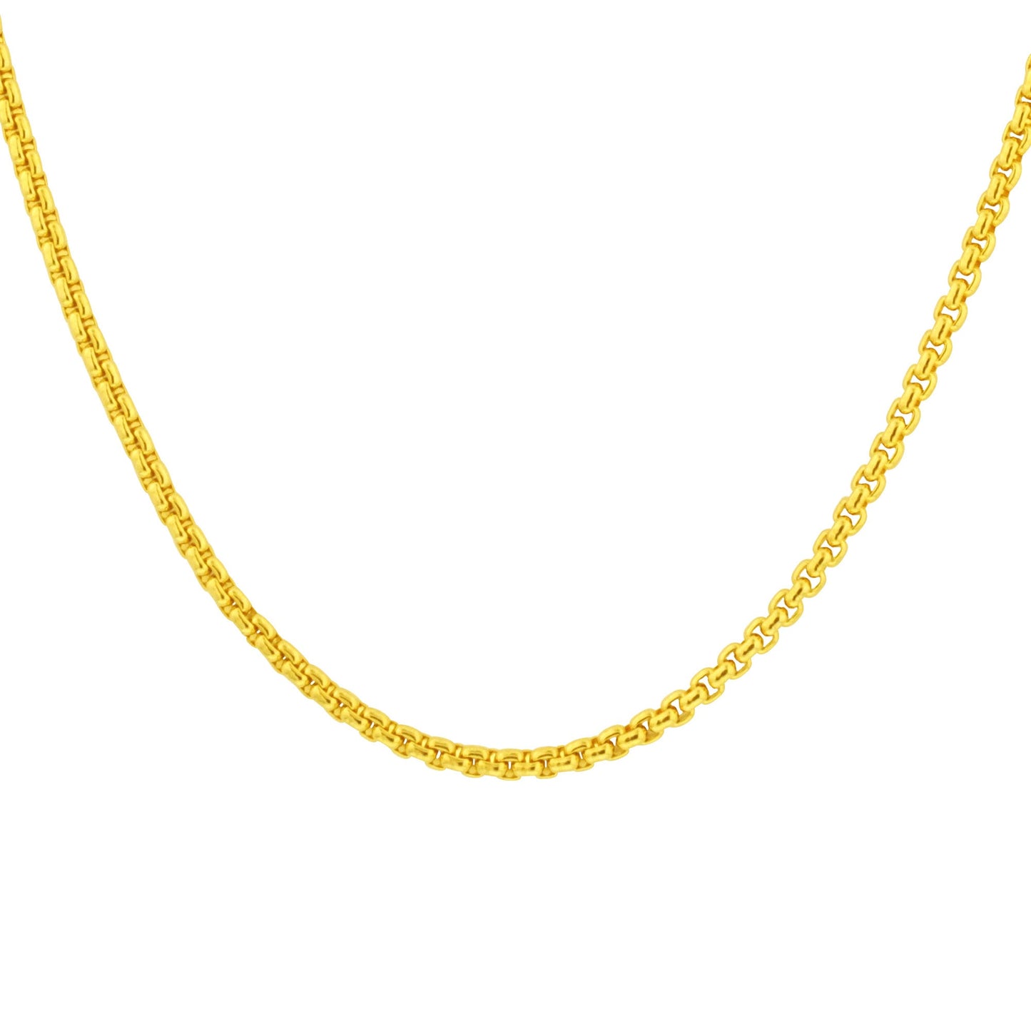 Gold Plated Stainless Steel 2mm Rolo Box Chain Necklace
