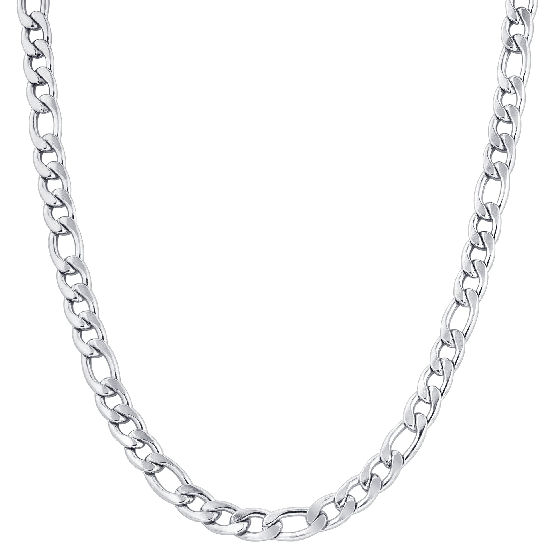 Men's Stainless Steel Figaro Chain Necklace - Gem Avenue