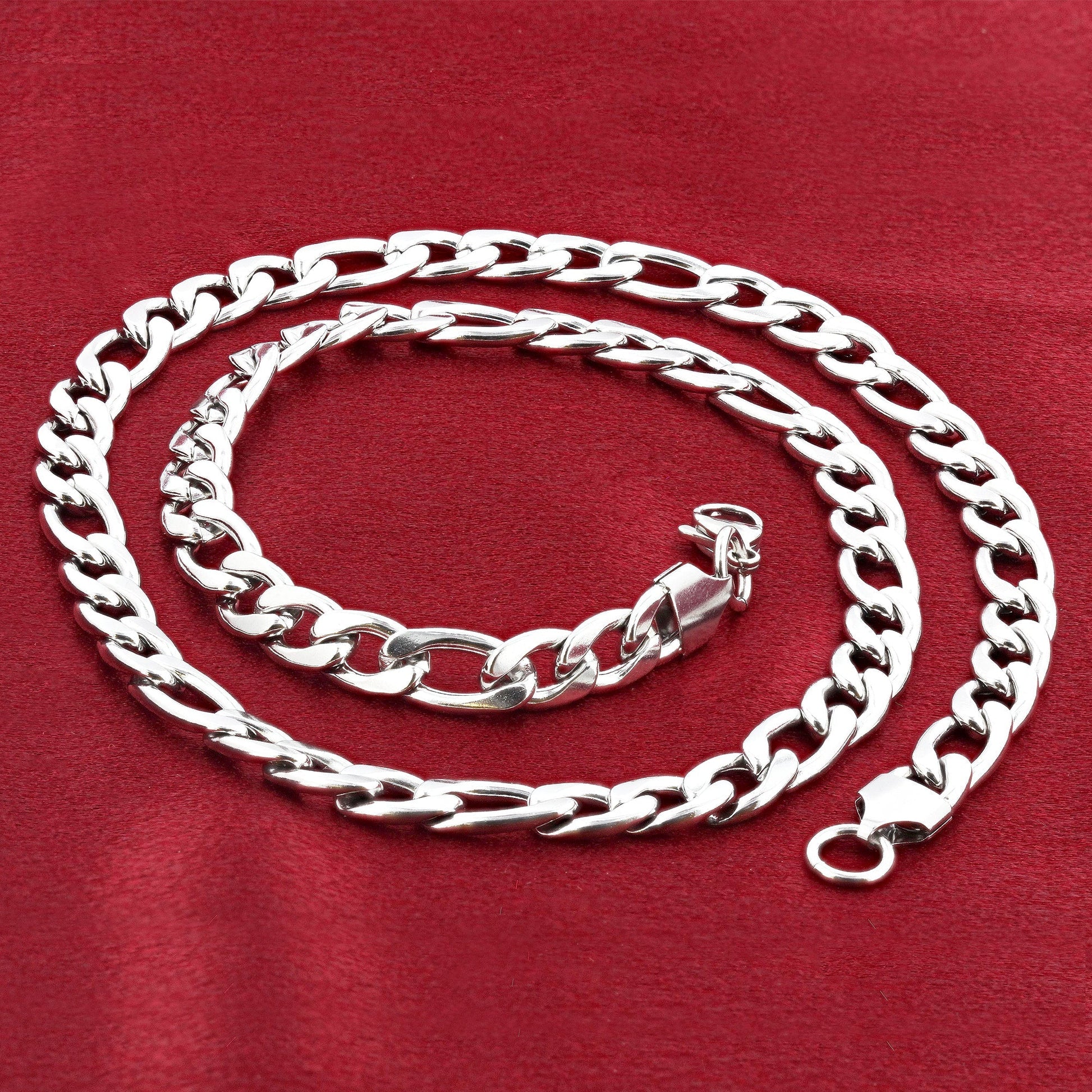 Men's Stainless Steel Figaro Chain Necklace - Gem Avenue
