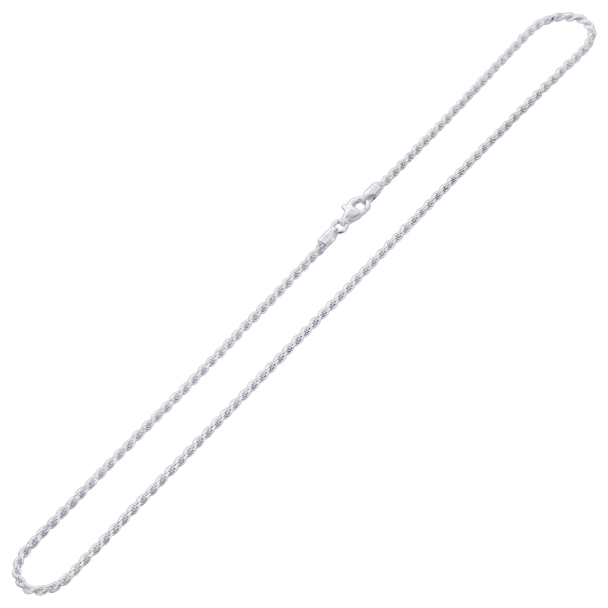 925 Sterling Silver 2mm Rope Chain Necklace with Lobster Clasp - Gem Avenue