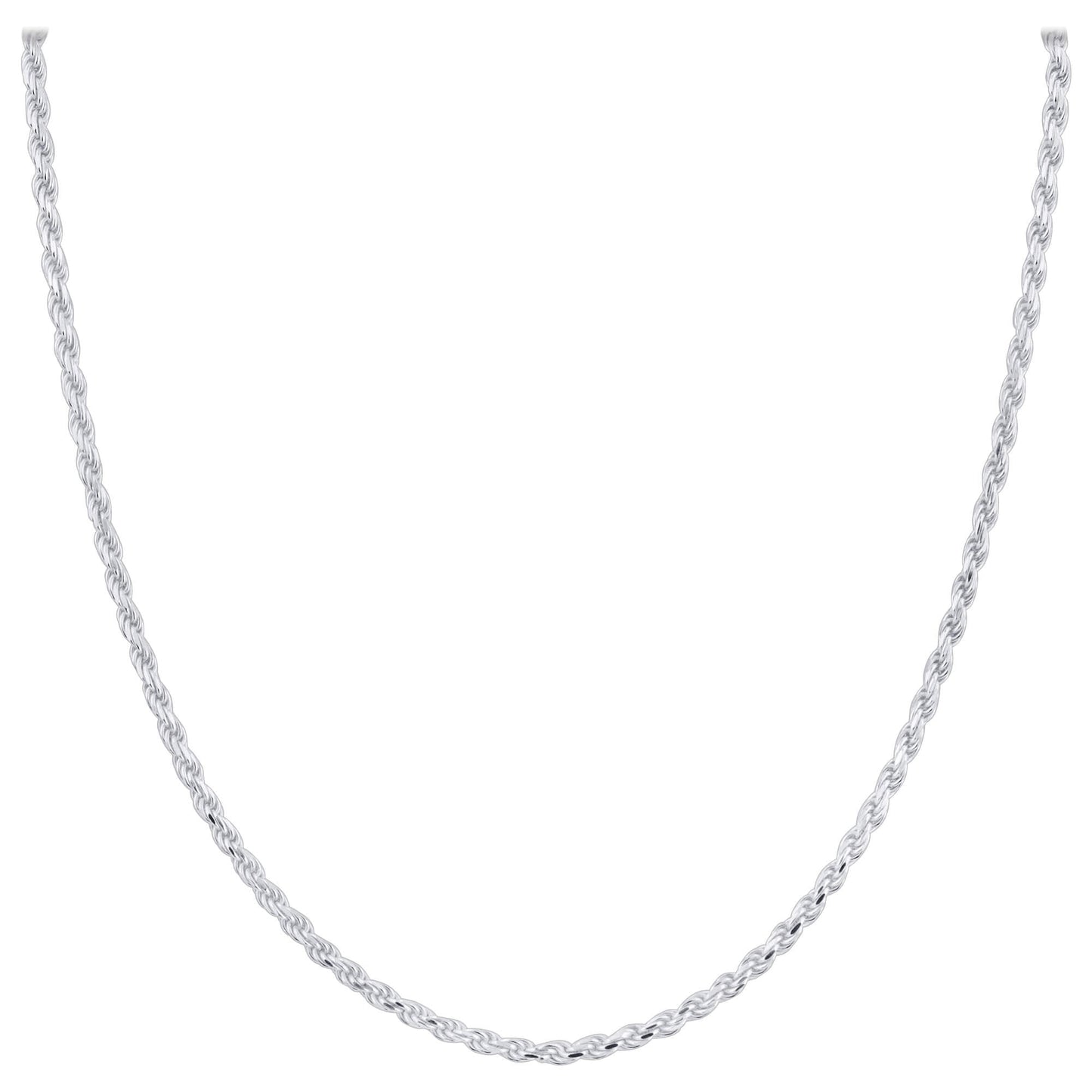 925 Sterling Silver 2mm Rope Chain Necklace with Lobster Clasp - Gem Avenue