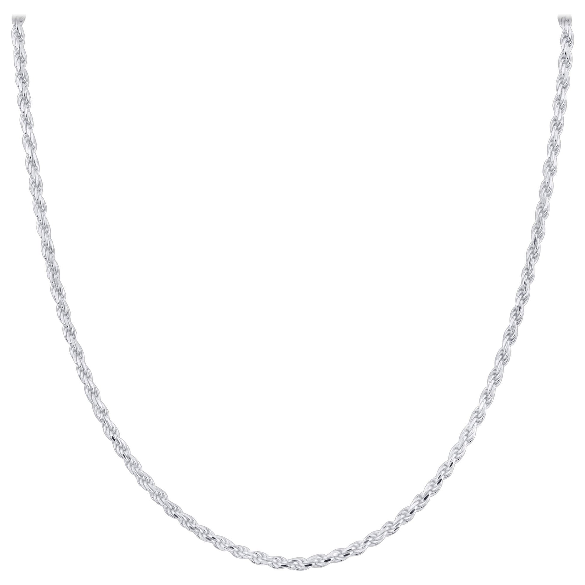 925 Sterling Silver 2mm Rope Chain Necklace with Lobster Clasp - Gem Avenue