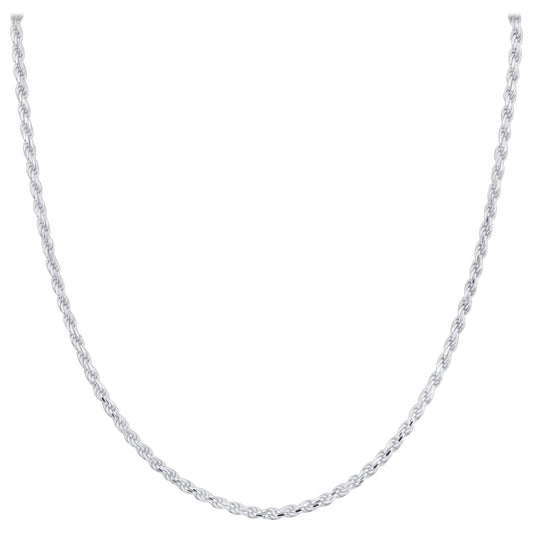 925 Sterling Silver 2mm Rope Chain Necklace with Lobster Clasp - Gem Avenue