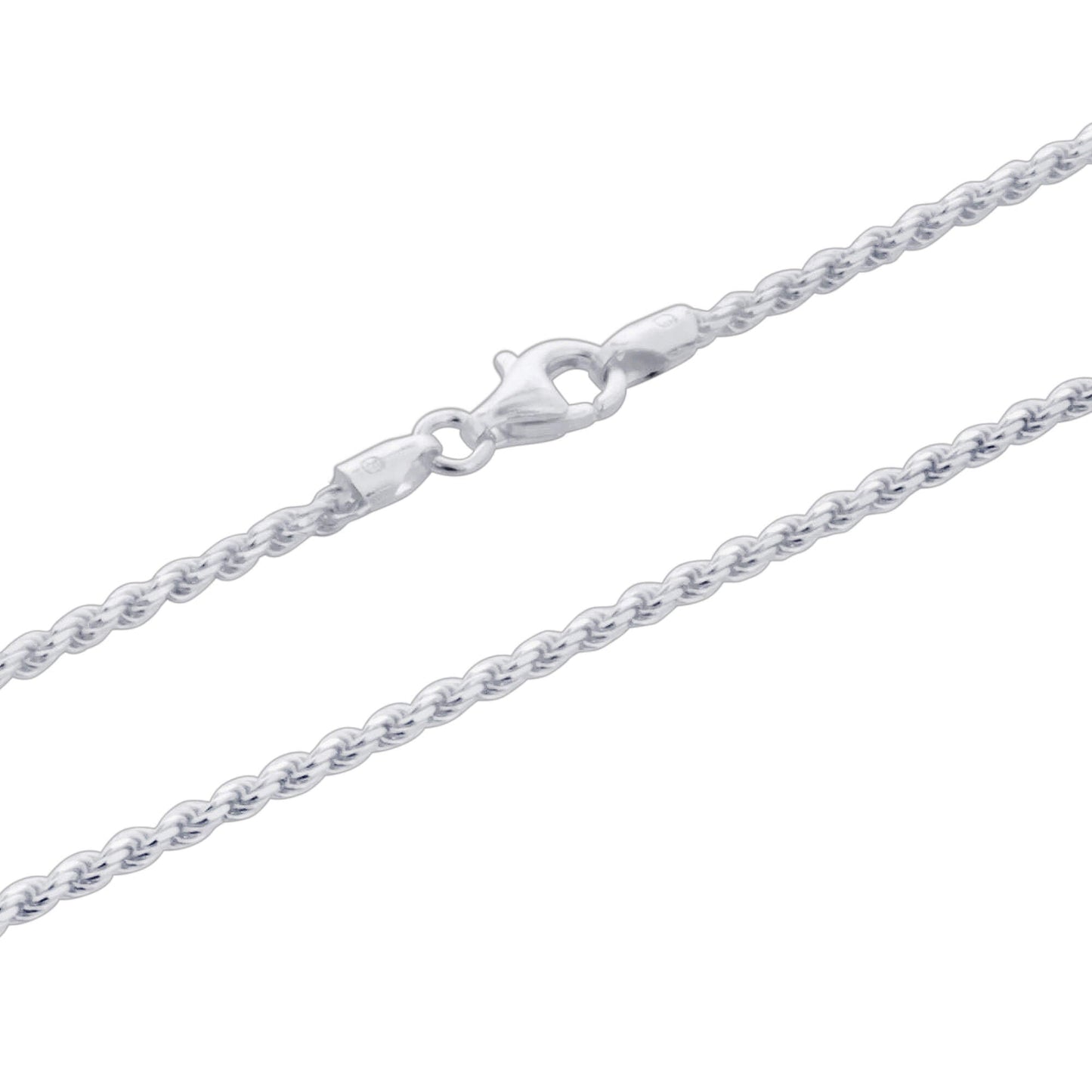 925 Sterling Silver 2mm Rope Chain Necklace with Lobster Clasp - Gem Avenue