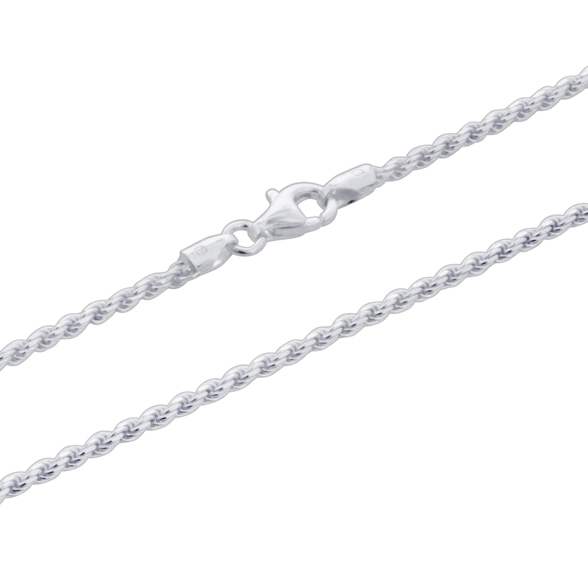 925 Sterling Silver 2mm Rope Chain Necklace with Lobster Clasp - Gem Avenue