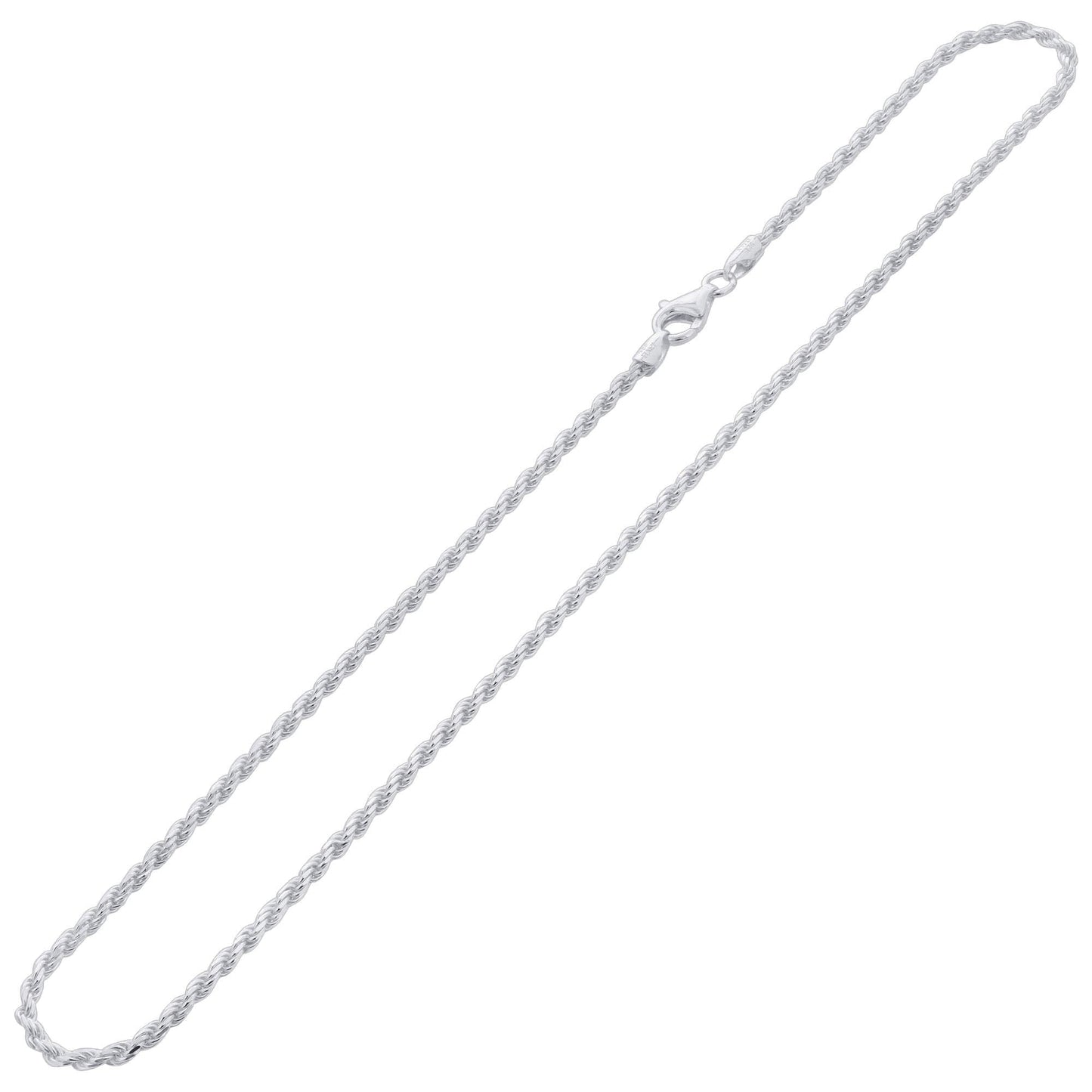 925 Sterling Silver Rope Chain Necklace with Lobster Clasp - Gem Avenue