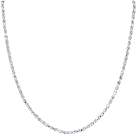 925 Sterling Silver Rope Chain Necklace with Lobster Clasp - Gem Avenue