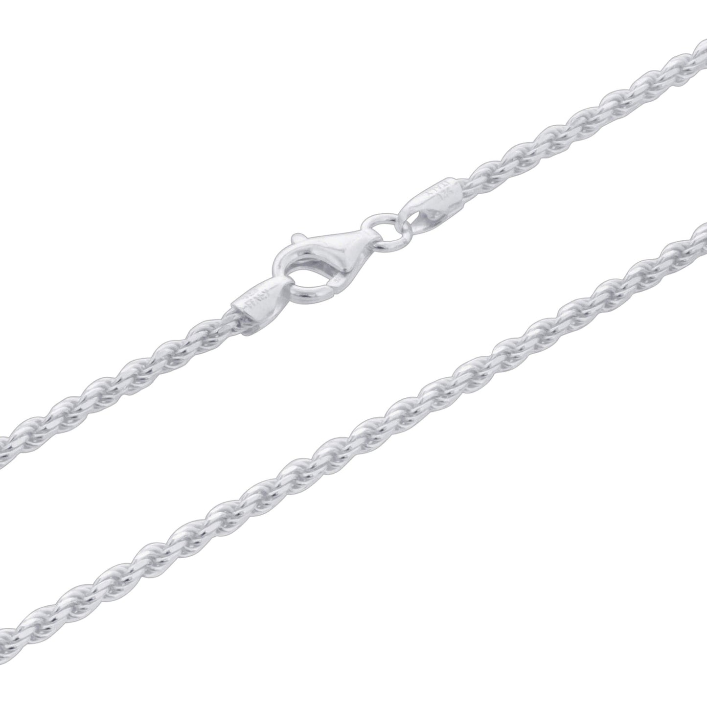 925 Sterling Silver Rope Chain Necklace with Lobster Clasp - Gem Avenue
