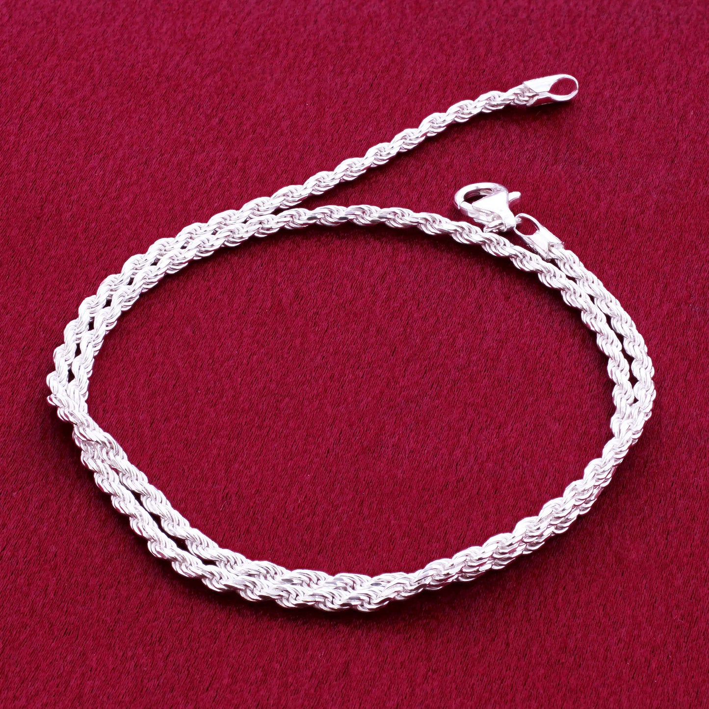 925 Sterling Silver Rope Chain Necklace with Lobster Clasp - Gem Avenue