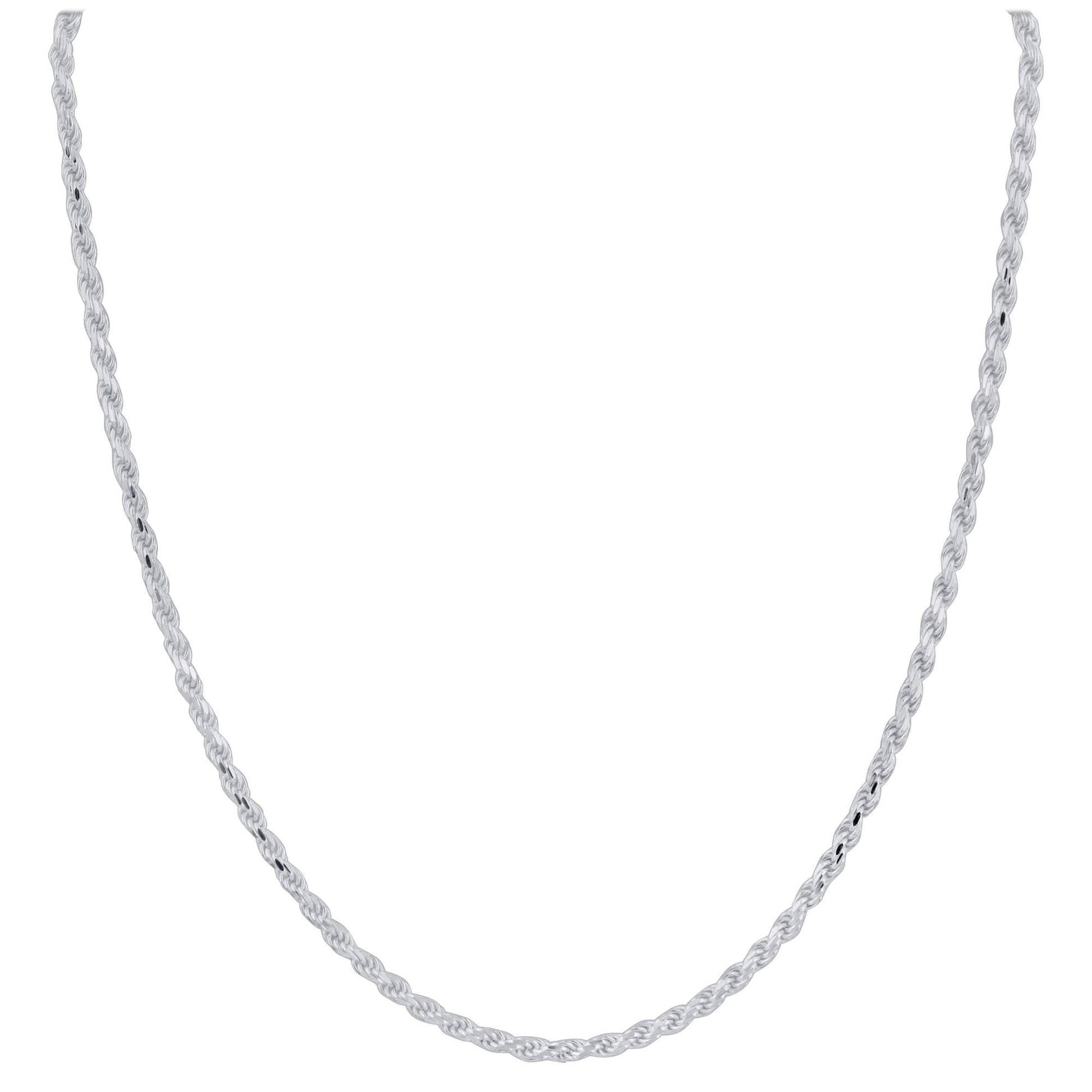 925 Sterling Silver Rope Chain Necklace with Lobster Clasp - Gem Avenue