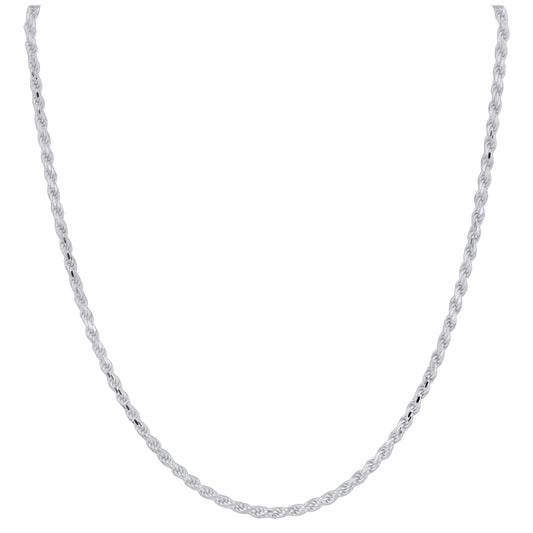 925 Sterling Silver Rope Chain Necklace with Lobster Clasp - Gem Avenue
