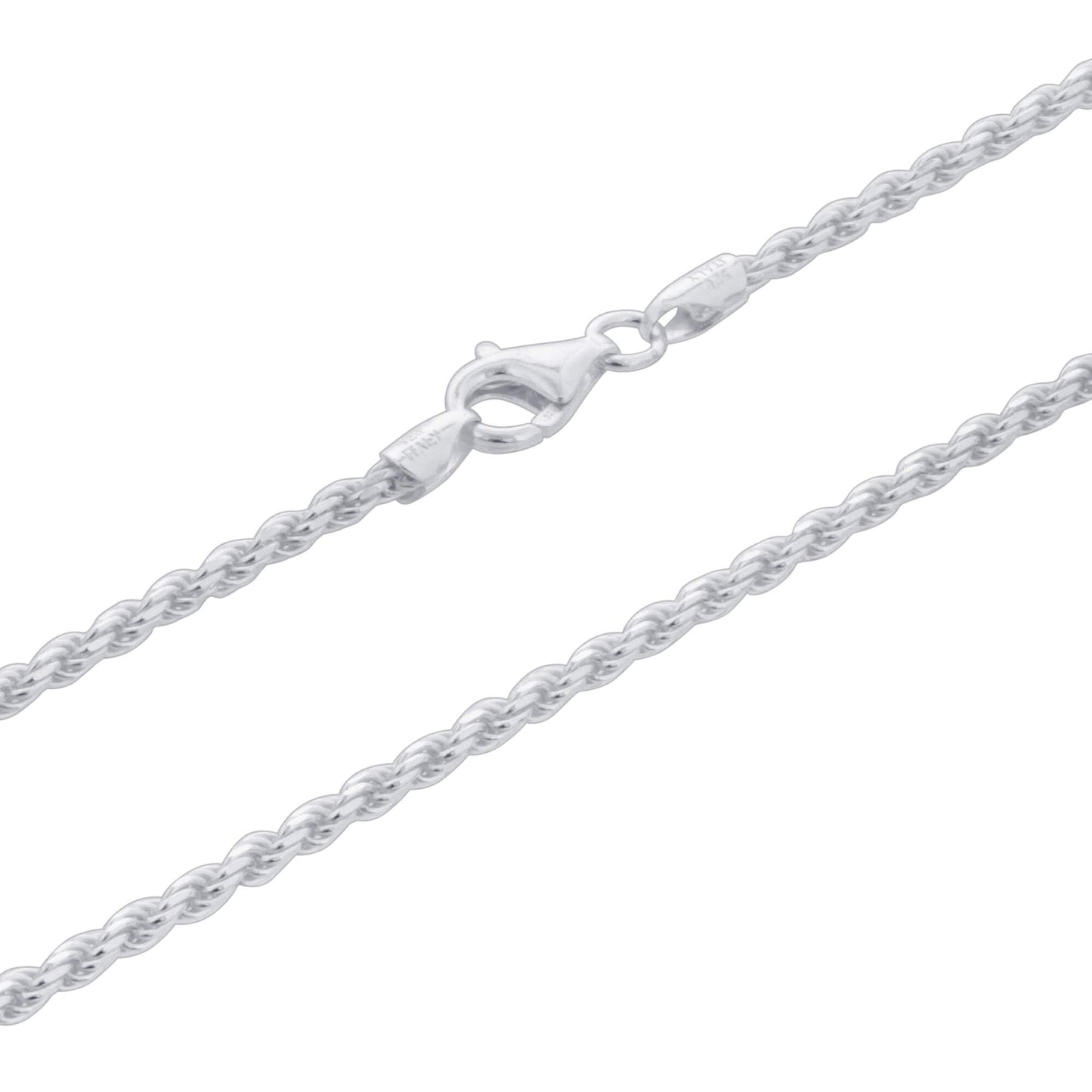 925 Sterling Silver Rope Chain Necklace with Lobster Clasp - Gem Avenue