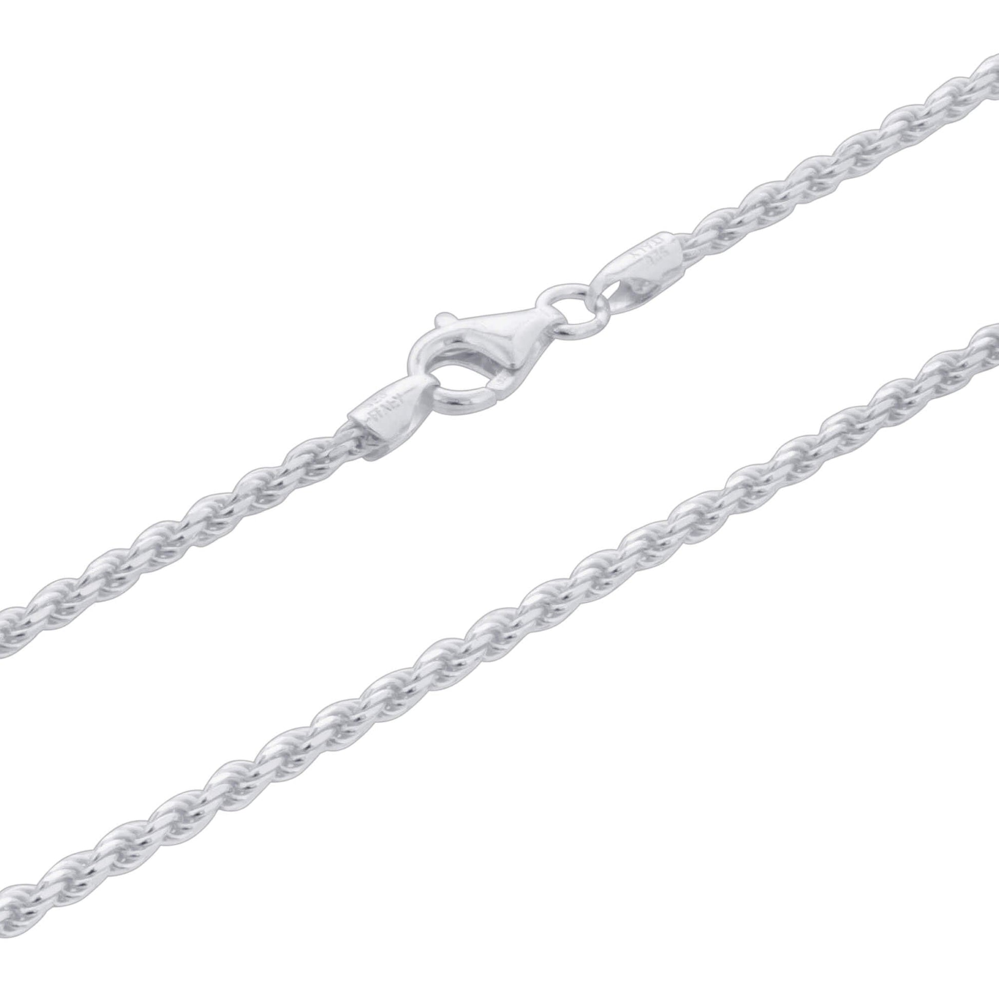 925 Sterling Silver Rope Chain Necklace with Lobster Clasp - Gem Avenue