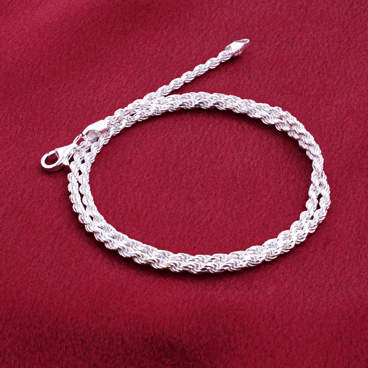 925 Sterling Silver Rope Chain Necklace with Lobster Clasp - Gem Avenue