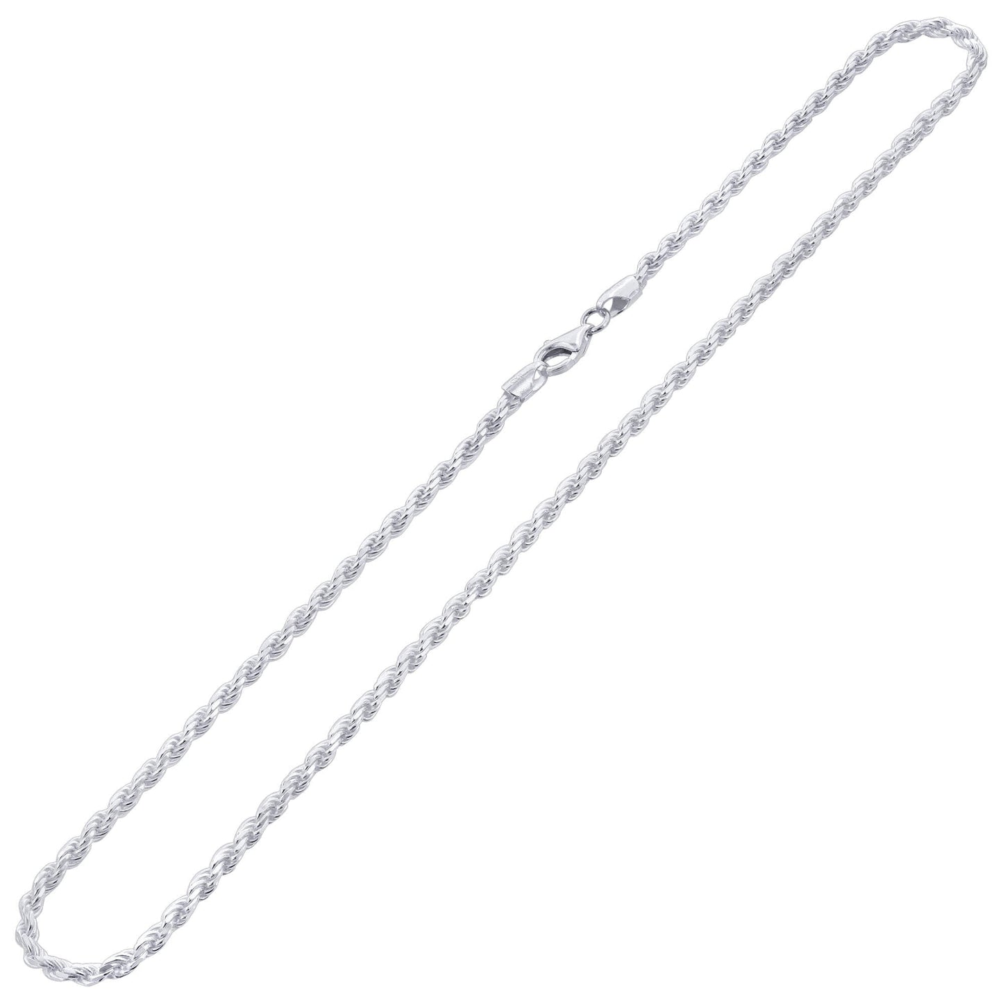 925 Sterling Silver Rope Chain Necklace with Lobster Clasp - Gem Avenue