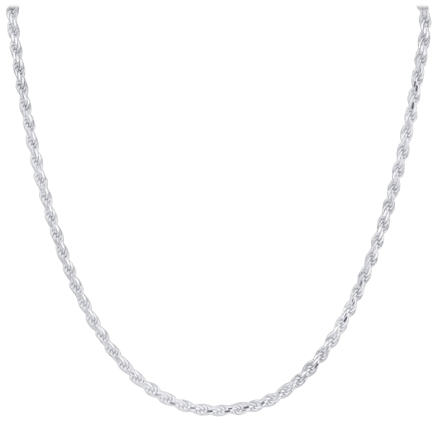 925 Sterling Silver Rope Chain Necklace with Lobster Clasp - Gem Avenue