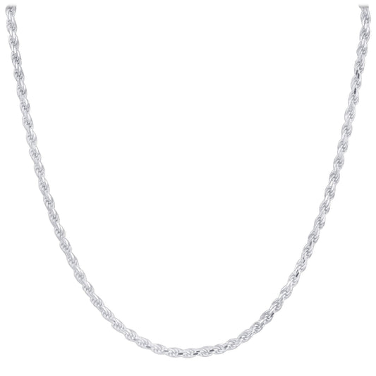 925 Sterling Silver Rope Chain Necklace with Lobster Clasp - Gem Avenue