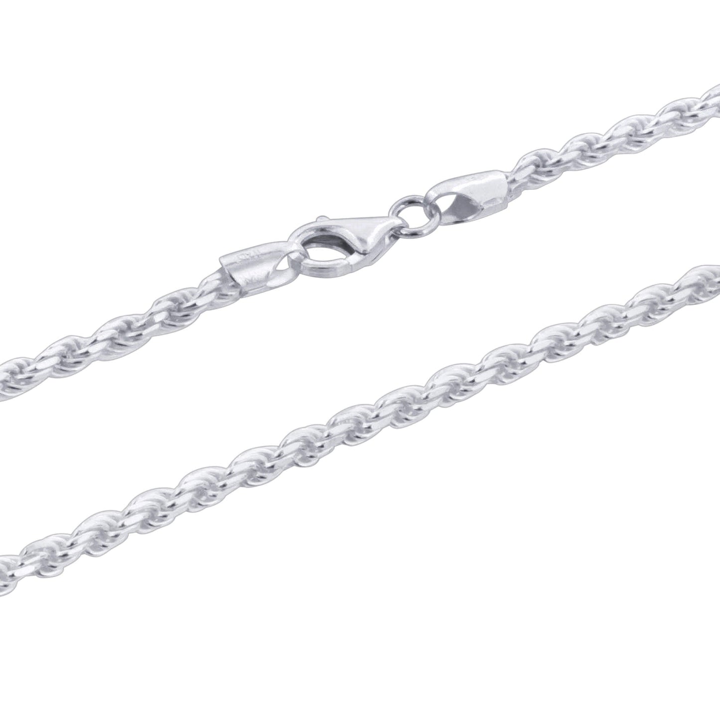 925 Sterling Silver Rope Chain Necklace with Lobster Clasp - Gem Avenue