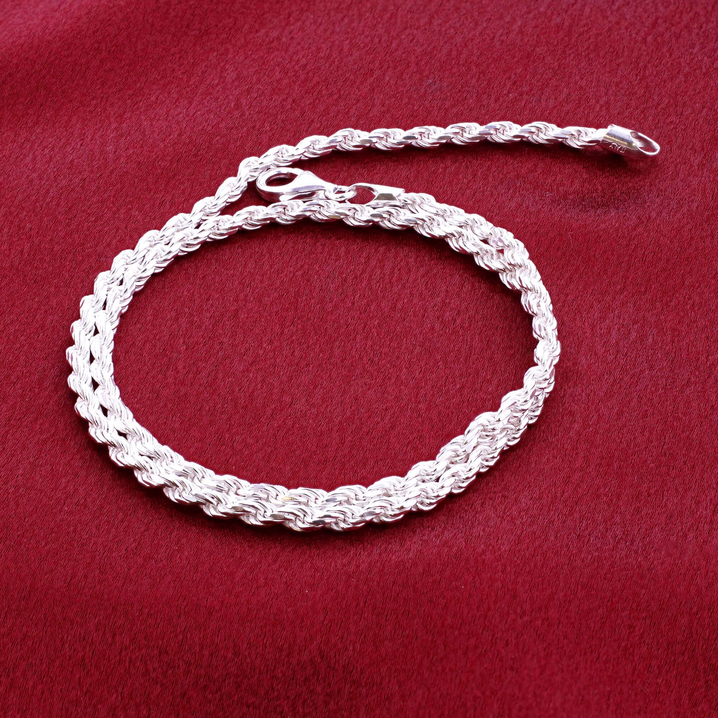 925 Sterling Silver Rope Chain Necklace with Lobster Clasp - Gem Avenue