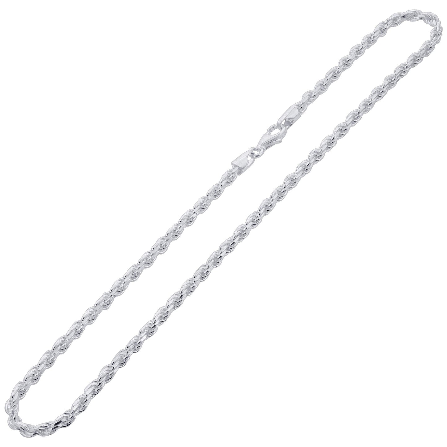 925 Sterling Silver Rope Chain Necklace with Lobster Clasp - Gem Avenue