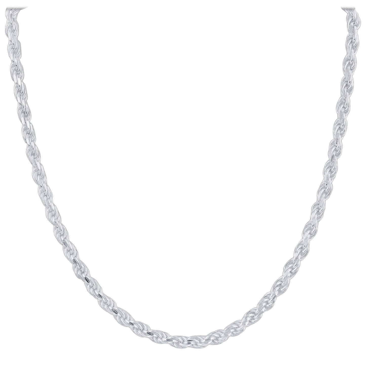 925 Sterling Silver Rope Chain Necklace with Lobster Clasp - Gem Avenue