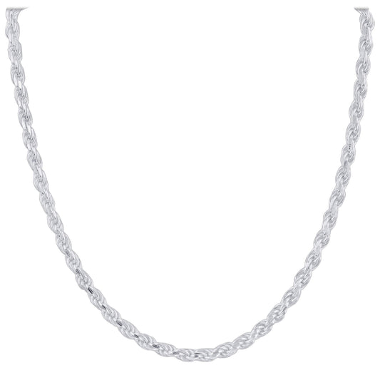 925 Sterling Silver Rope Chain Necklace with Lobster Clasp - Gem Avenue