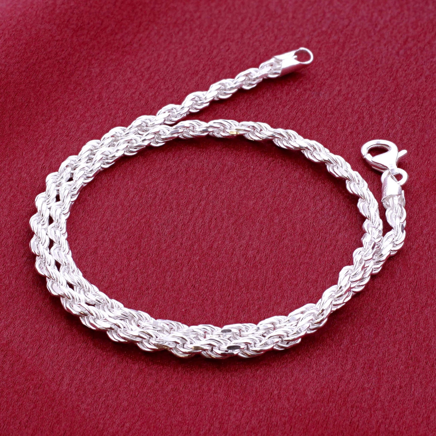 925 Sterling Silver Rope Chain Necklace with Lobster Clasp - Gem Avenue