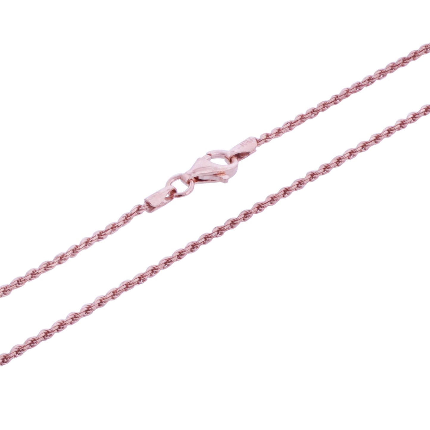 Rose Gold Plated 925 Sterling Silver Rope Chain Vermeil Necklace - Gem Avenue
